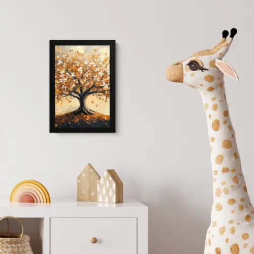 Herfst - Boom - Oranje - Bladeren - Levensboom - Abstract fotolijst zwart zonder passe partout klein -usfeer4_kinderkamer