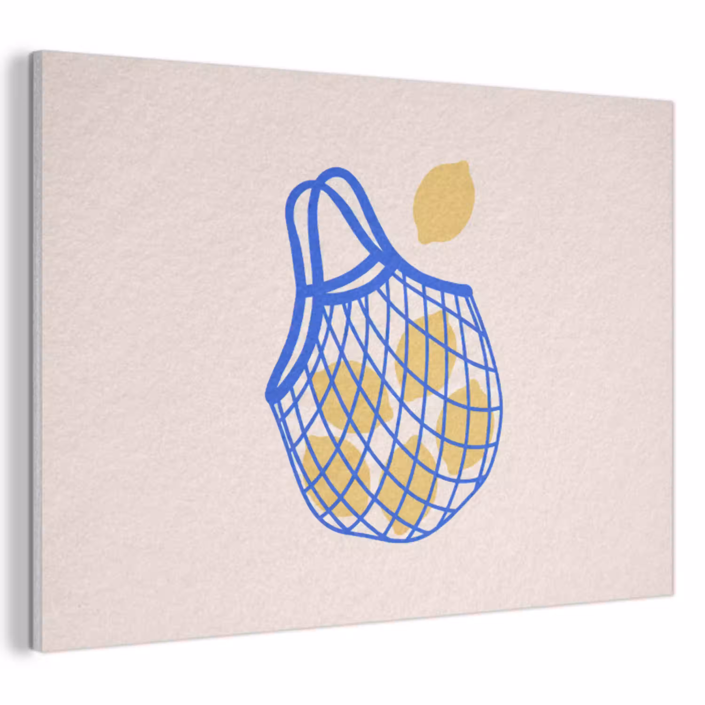 Eten - Citroen - Boodschappen - Abstract - Geel - Blauw PET vilt klein -3d