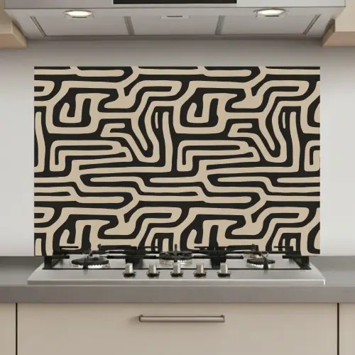 Grafisch - Lijnen - Zwart keuken achterwand spatscherm klein 900 -3d_website