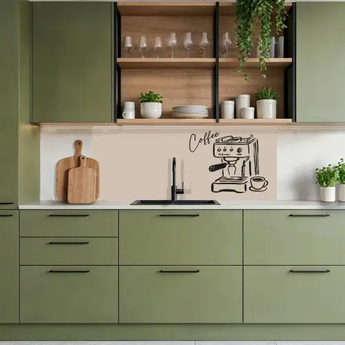 Espressomachine - Beige - Zwart keuken achterwand 2 middel -sfeer3