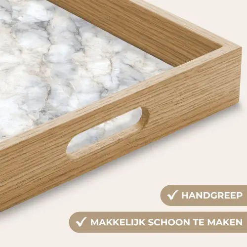 Grijs - Marmer - Gedetailleerd Dienblad Rechthoek middel 911 -USP_HandgreepNL