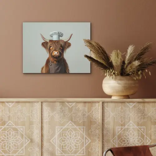 Schotse Hooglander - Bruin - Hoorns - Kokskleding PET vilt klein -sfeer4