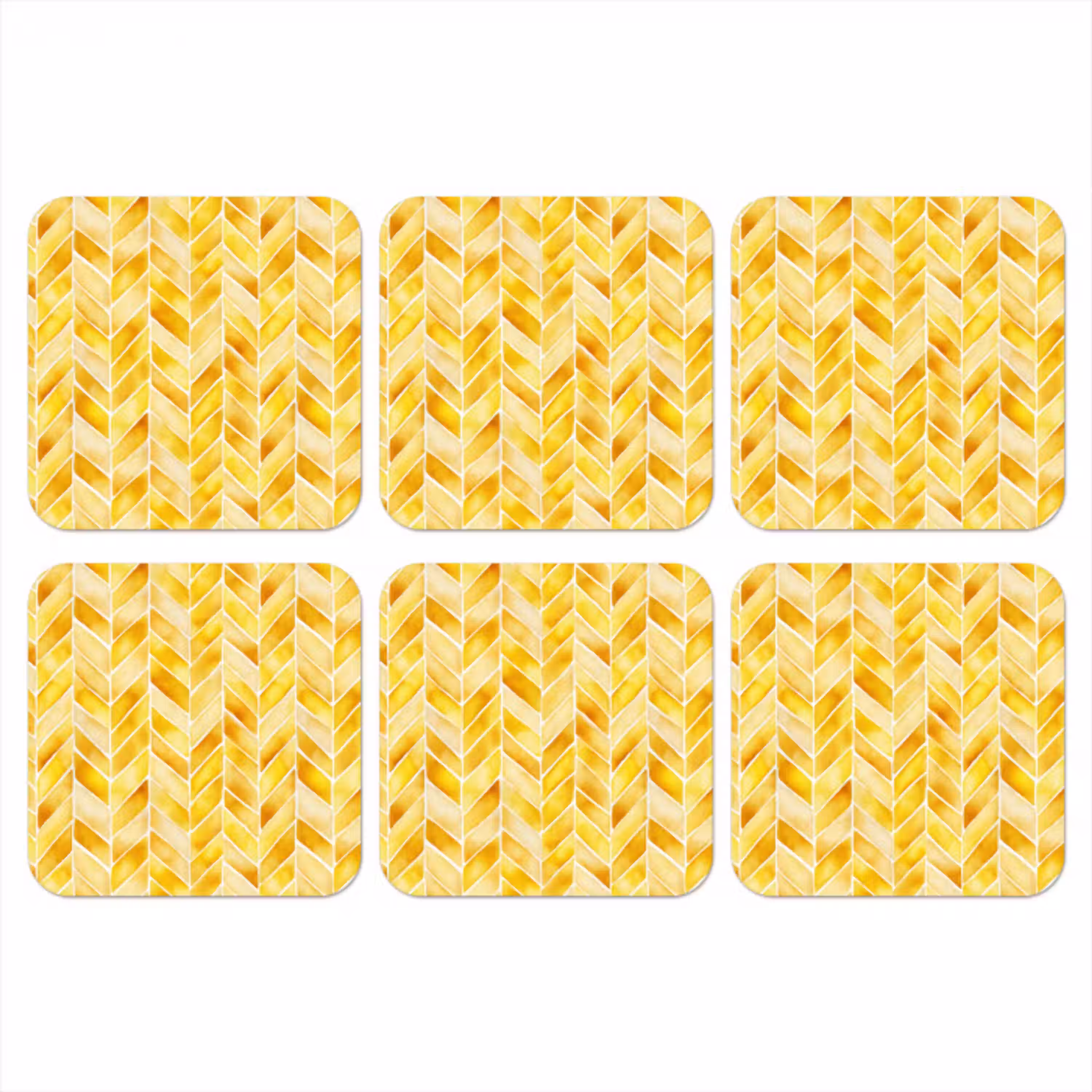 Visgraat - Aquarel - Patronen - Goudgeel onderzetter kurk middel 366 -3d