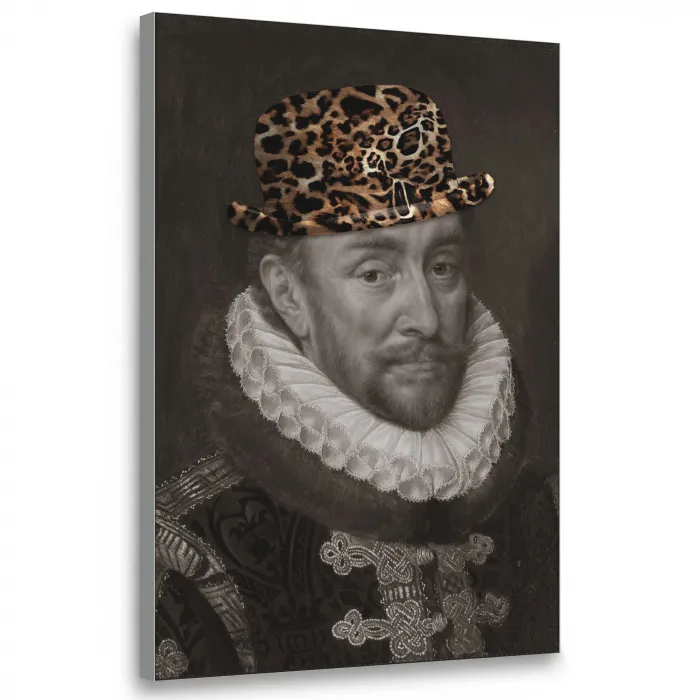 Willem van Oranje - Adriaen Thomasz - Panterprint Textielframe zilver middel -3d