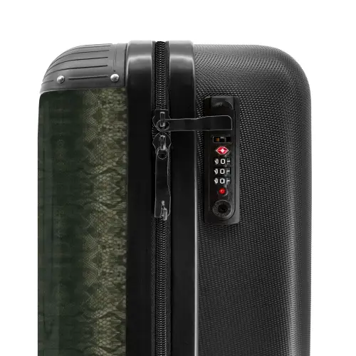 Grijs groene slangenhuid met symmetrische schubstructuur NBS - Handbagage koffer - Volwassenen Unisex middel -slot
