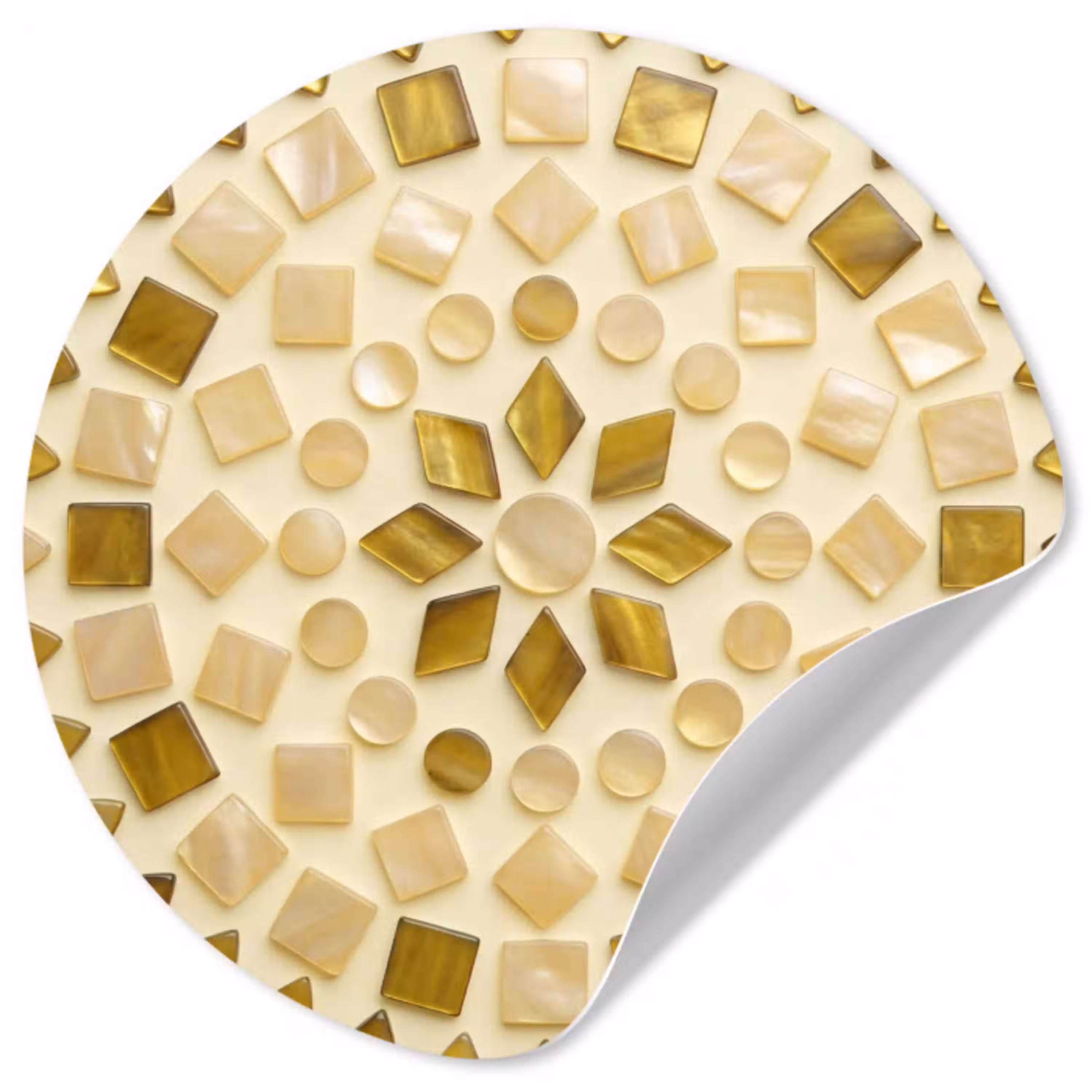 Patroon - Vormen - Mozaïek - Abstract - Goud Wandcirkel behangsticker klein -3d