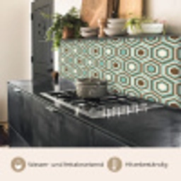Retro - Honeycomb - Blauw - Bruin keuken achterwand 2 middel 871 -usp_DE