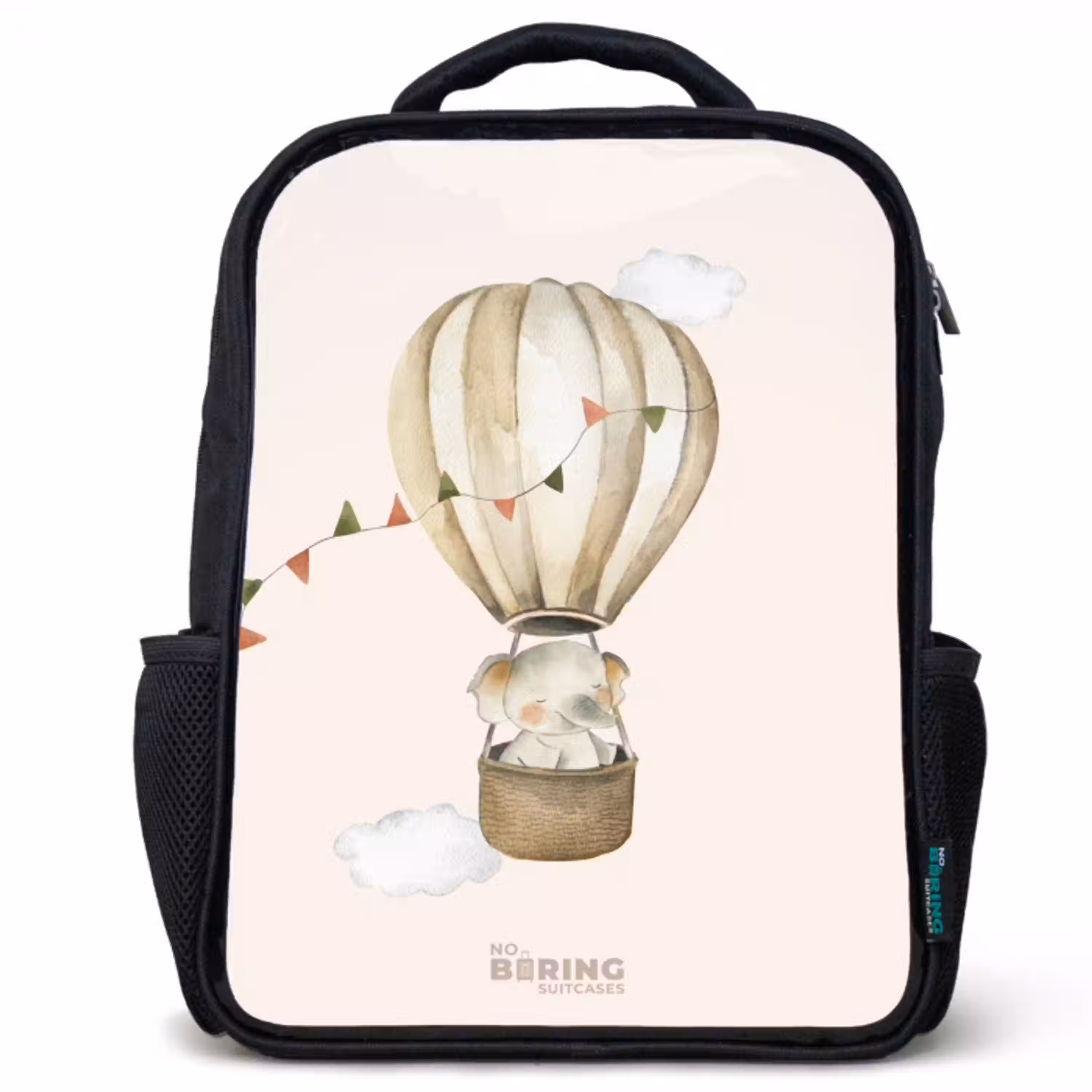 Olifant in een luchtballon Rugzak - Zwart middel -3d