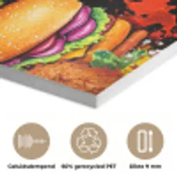 Fastfood - Graffiti - Hamburger - Eten - Modern PET vilt klein -closeup_NL