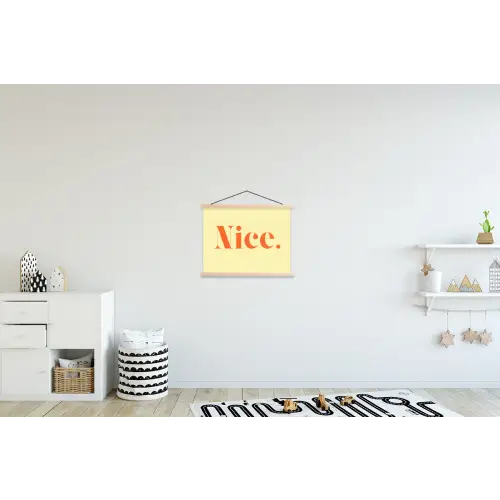 Nice - Oranje - Geel - Minimalistisch textielposter latten blank klein -kinderkamer