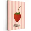 Aardbei - Strepen - Minimalistisch - Rood Tuinposter op houten frame 2 cm dik middel -3d
