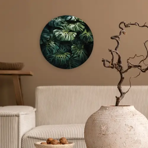 Plant - Monstera - Lichtinval Wandcirkel kunststof plaat 5mm dik klein -sfeer1