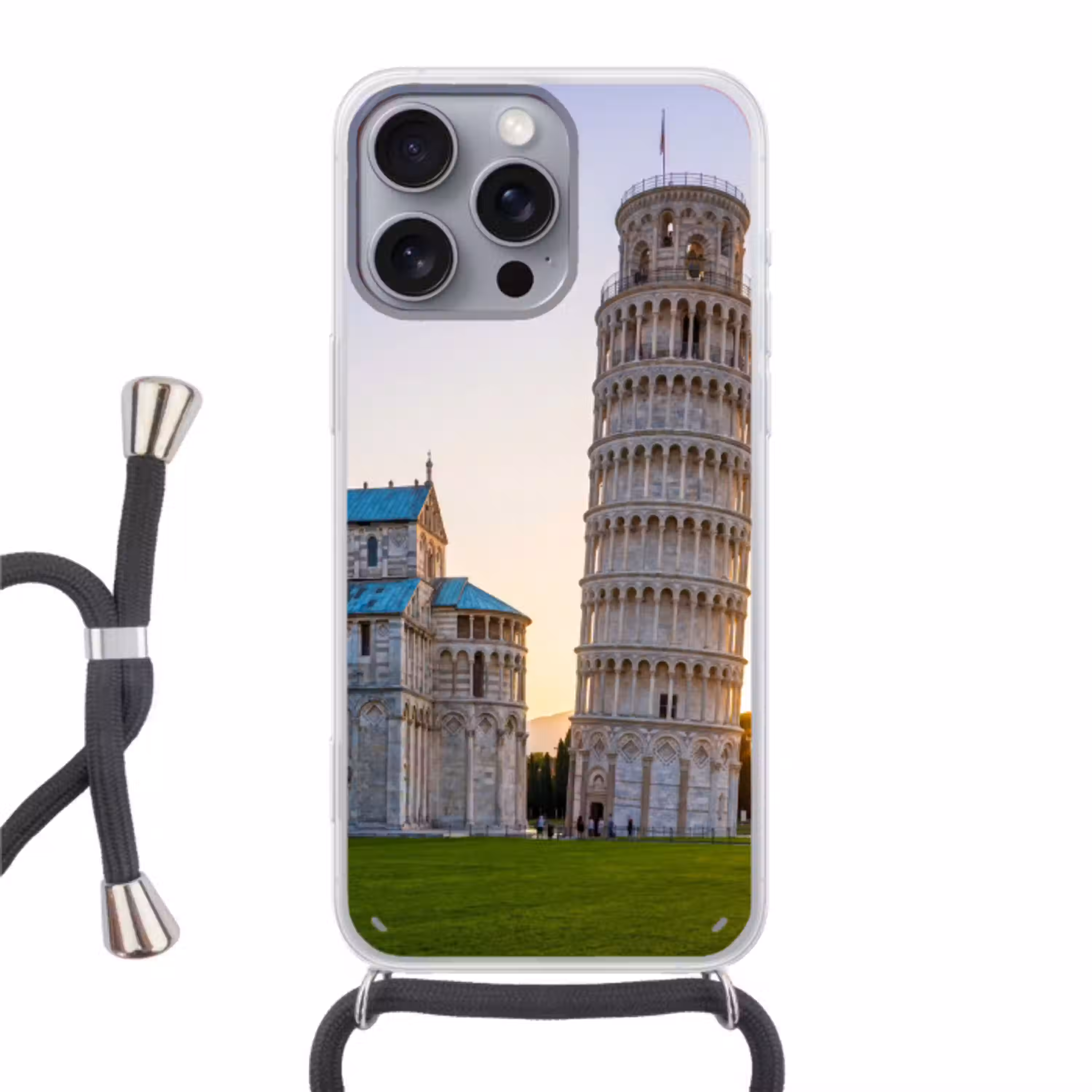 Architectuur - Toren - Pisa - Italië - Zonsondergang Hoesje iPhone 16 Pro Max met koord klein -3d