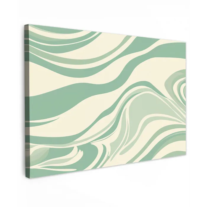 Organische lijnen - Mintgroen - Marmer canvas 2cm klein -z3d