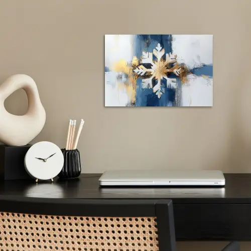 Abstract - Winter - Sneeuwvlok - Sneeuw - Goud poster papier klein -sfeer1