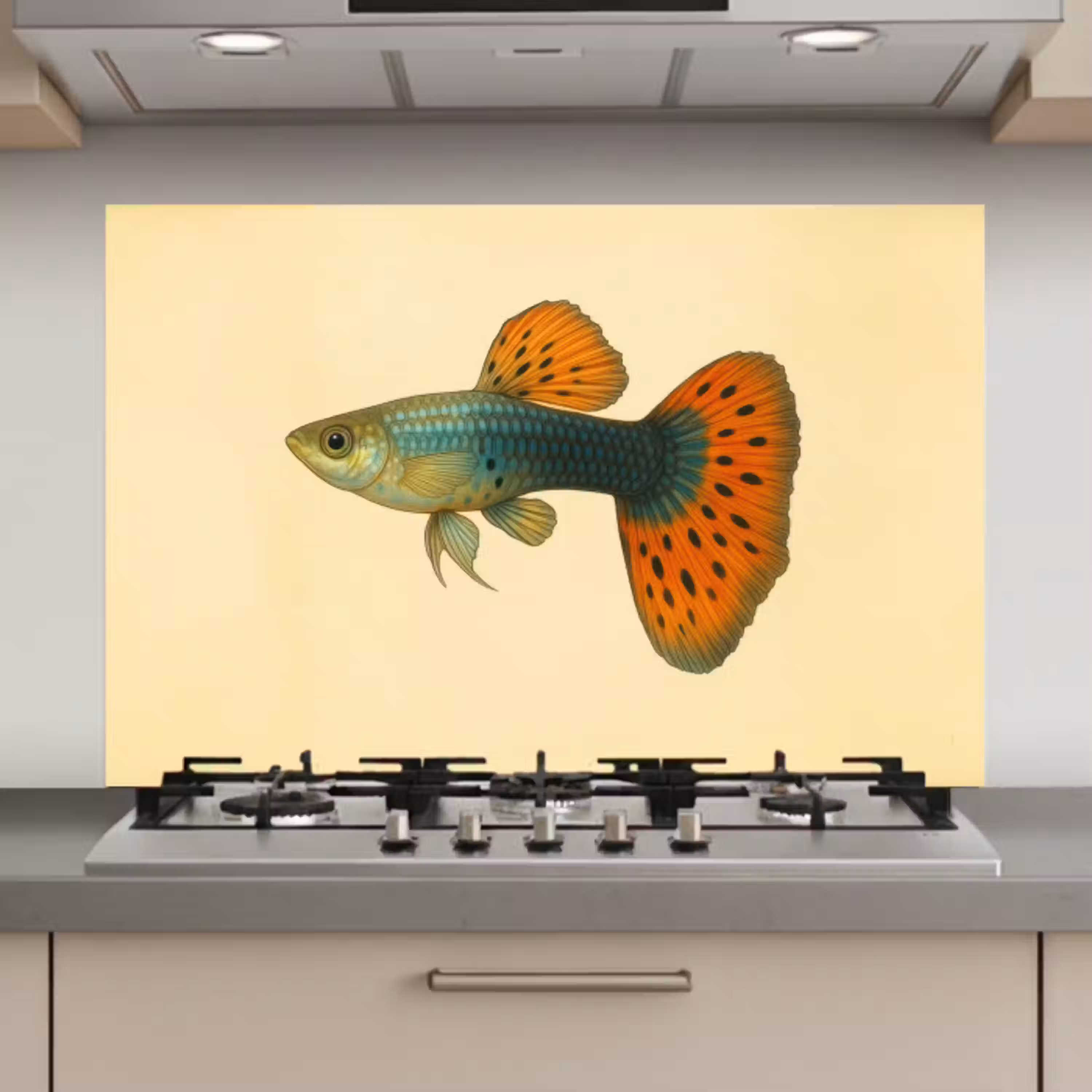 Vis - illustratie - Stippen - Oranje keuken achterwand spatscherm klein -3d_website