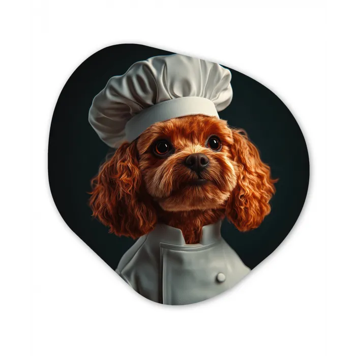 Bruin - Kok - Hondje Wandcirkel Organisch Plexiglas middel -3d