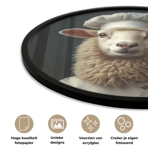 Schaap - Wol - Kok Fotolijst rond zonder passe partout klein -closeup_NL