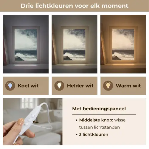 Zee - Rotsen - Storm Light Box met kabel (Tafellamp) klein -USP_lichtkleurNL