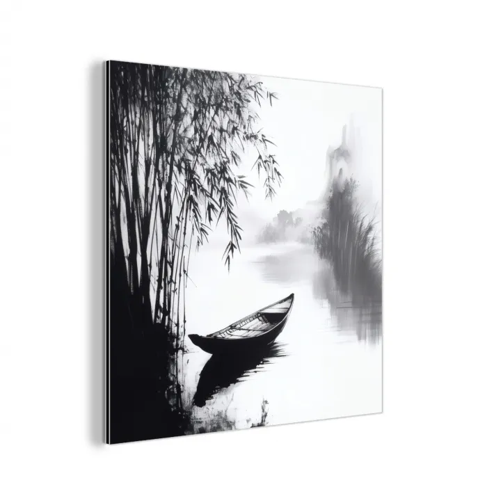 Boot - Rivier - Bamboe - Wit aluminium wit klein -3d