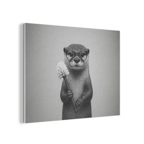 Otter - Wc-borstel - Bril - Zwart - Wit PET vilt klein -3d