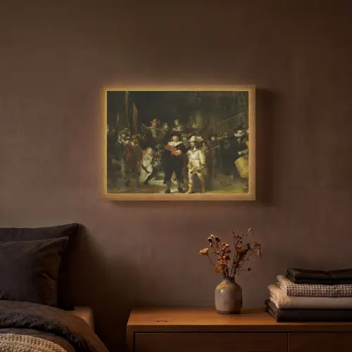 De Nachtwacht - Kunst - Oude meesters - Rembrandt Light Box met batterij (Wandlamp) middel -sfeer4