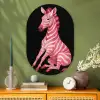 Zebra - Roze - Gestreept Wandcirkel Ovaal Glas middel -sfeer2
