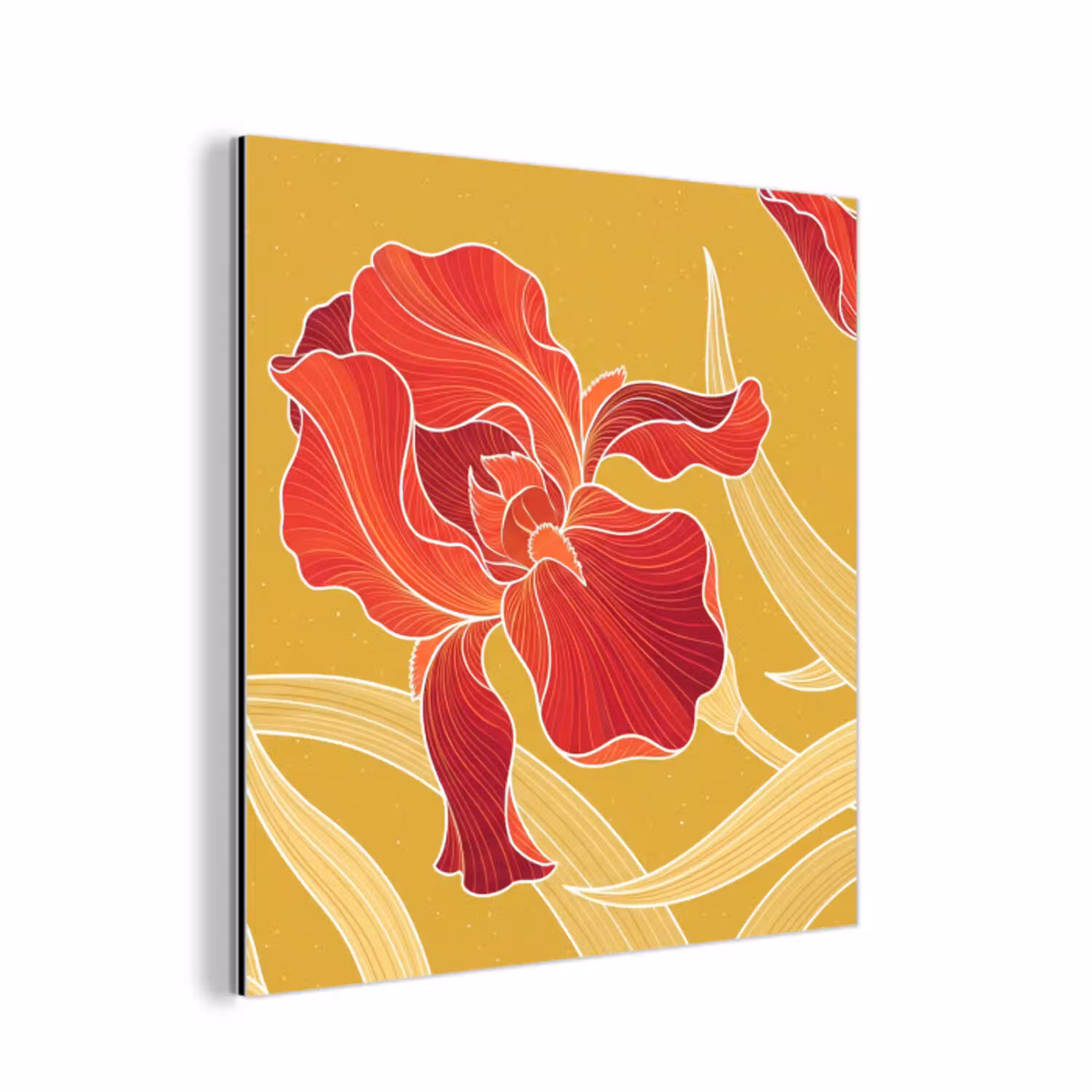 Bloemen - Illustratie - Rood aluminium wit klein -3d