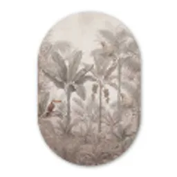 Natuur - Jungle - Ringstaartmaki - Bruin Wandcirkel Ovaal Forex klein -3d