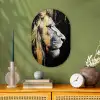 Portret - Leeuw - Abstract - Goud Wandcirkel Ovaal Forex klein -sfeer2