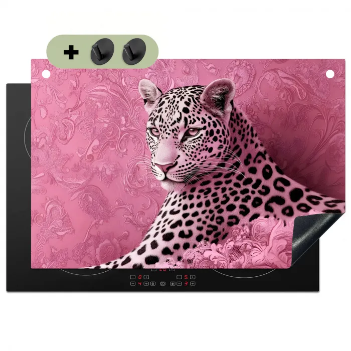 Panter - Luxe - Roze Inductie beschemer met haakjes klein -3d