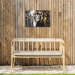 Leeuw - Portret - Verfspatten - Grijs Tuinposter op houten frame 2 cm dik klein -sfeer4