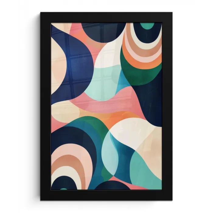 Abstract - Blauw - Roze fotolijst zwart zonder passe partout klein -3d