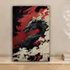 Zwarte draak - Rookwolken - Rood canvas 2cm klein -sfeer1