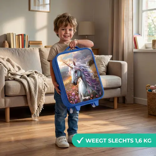 Pastel parelhoorn Kinderkoffer - Blauw klein -sfeer2_NL