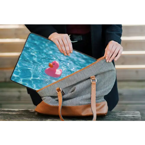 Badeend - Dobberend - Roze laptophoes neopreen klein -tas