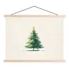 Kerstboom - Illustratie - Ster - Sneeuw textielposter latten blank klein -3d