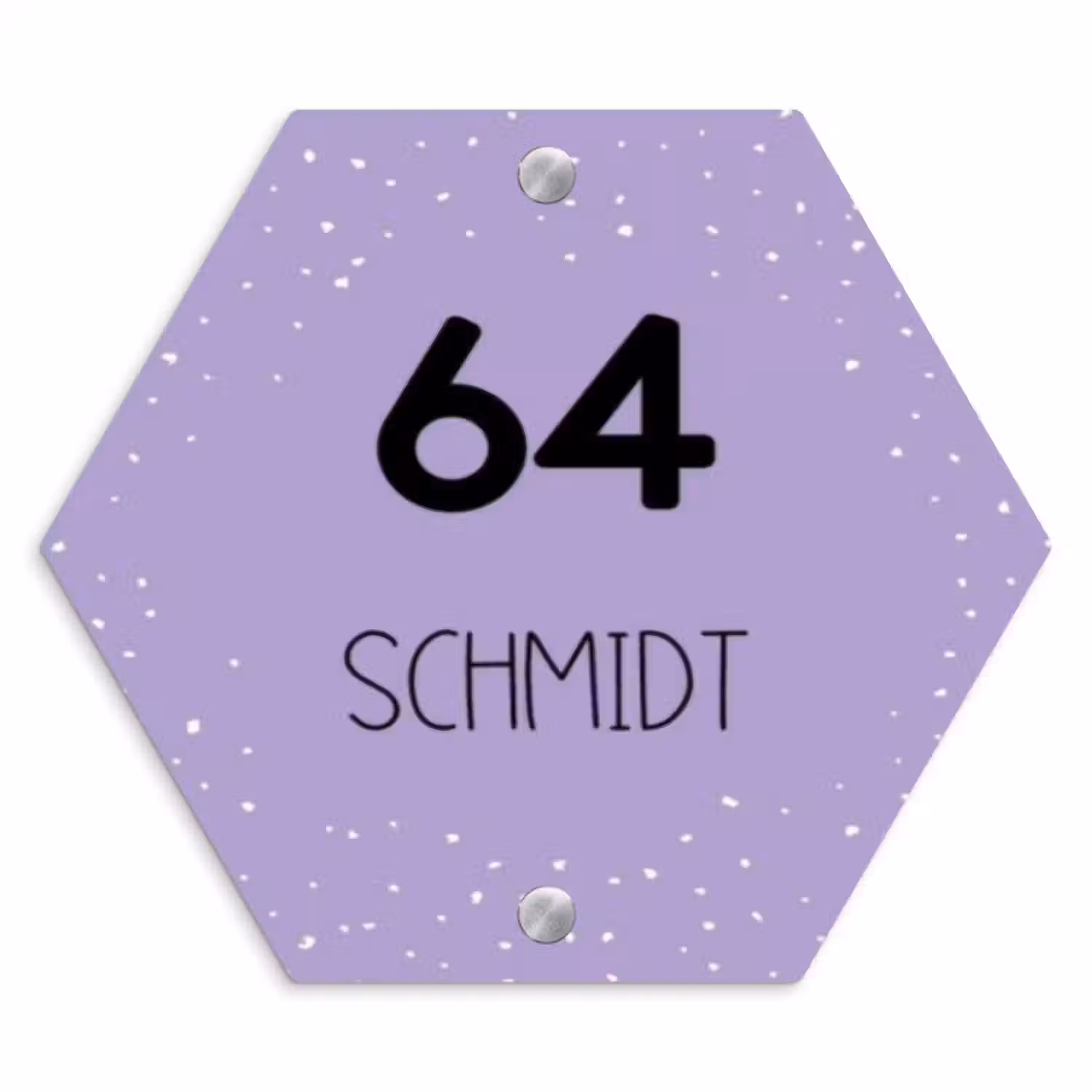Namensschild Haustür Hexagon - Lila mit Tupfen - Modern