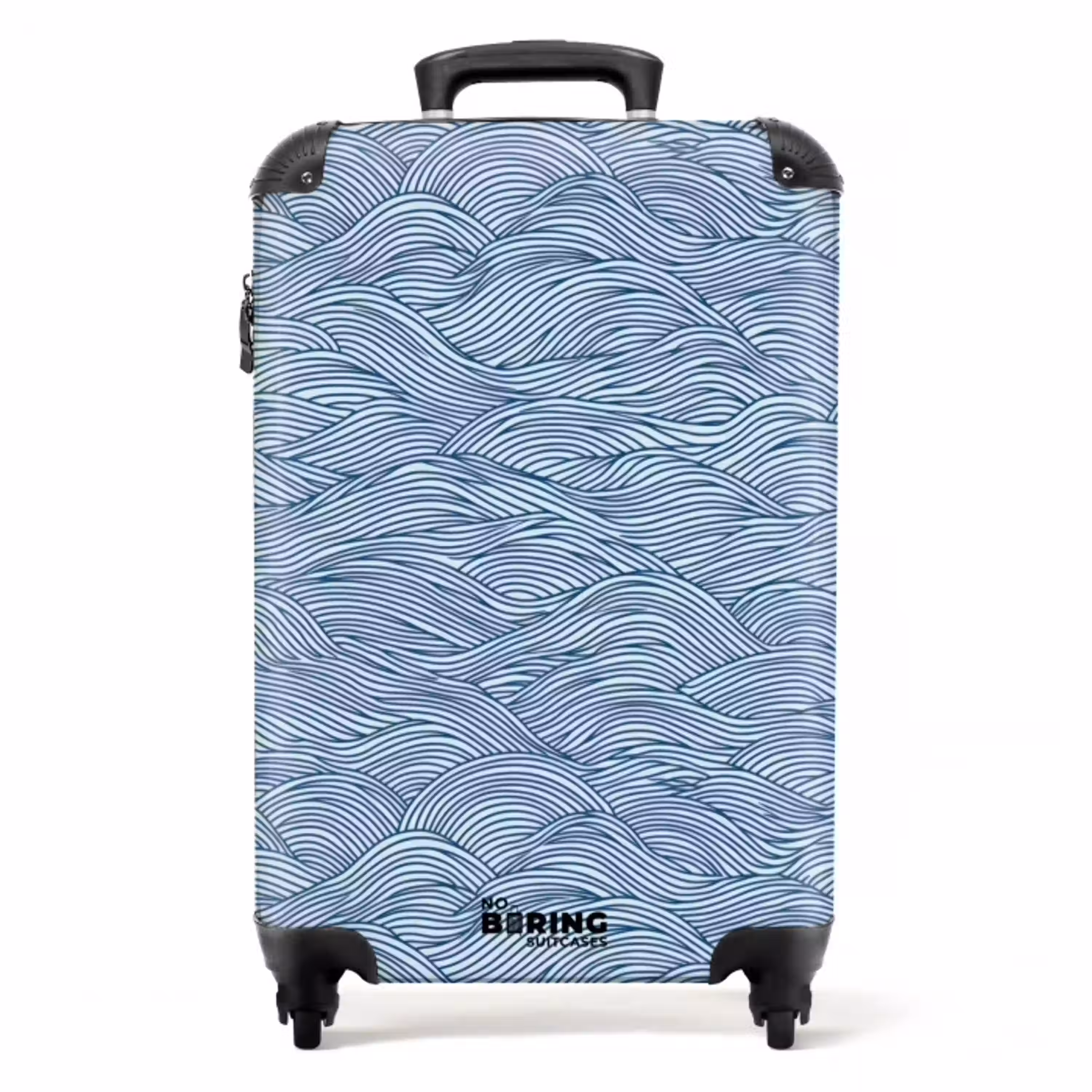 Golven - Ritmisch - Blauw NBS - Handbagage koffer - Volwassenen Unisex middel -productfoto_recht