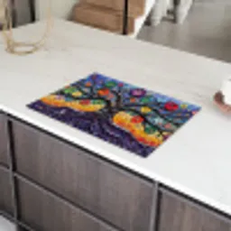 Levensboom - Mozaïek - Bloemen - Kleurrijk - Vrolijk Inductie beschermer vinyl 3mm klein -sfeer8