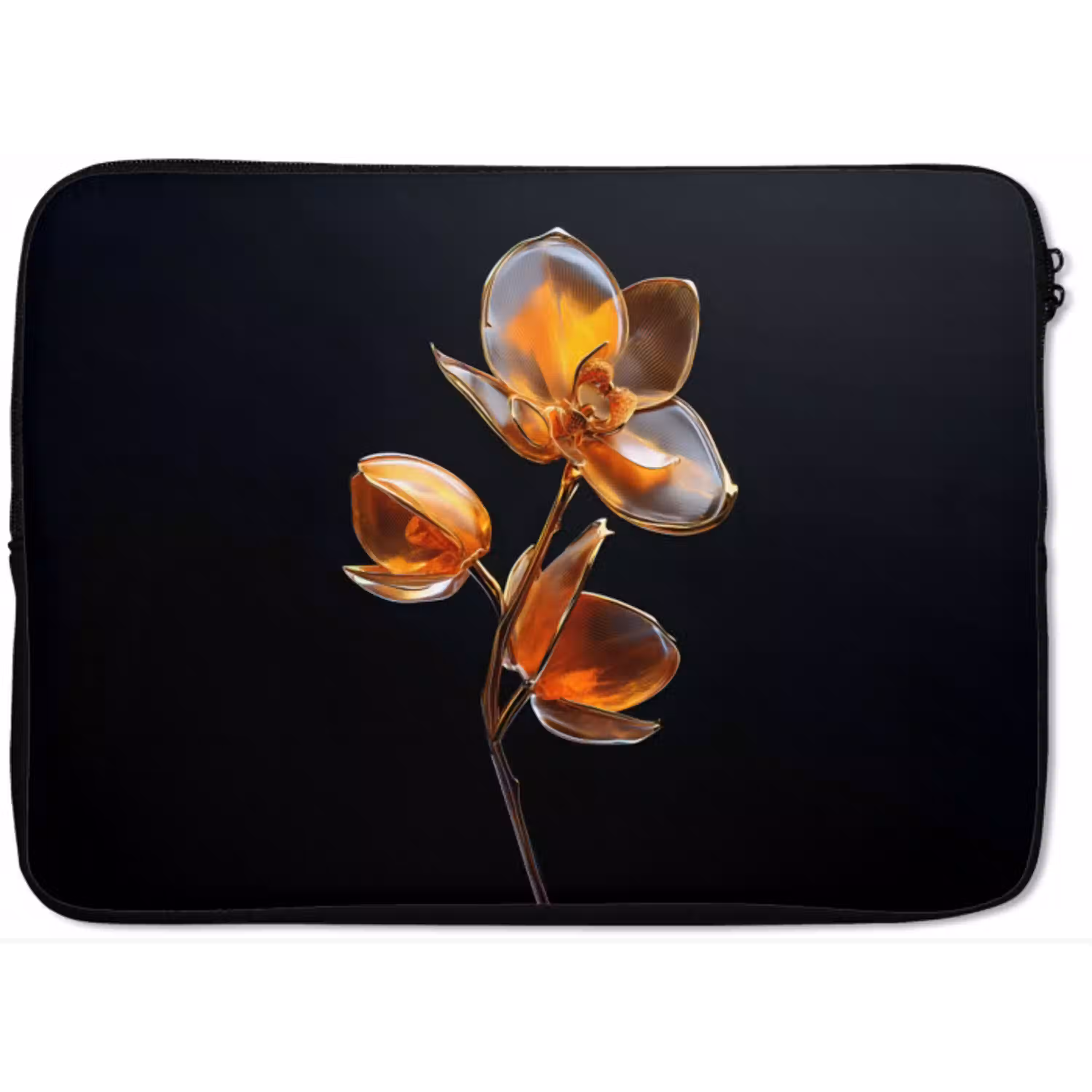 Bloem - Orchidee - Oranje laptophoes neopreen klein -zkaufland3dotto