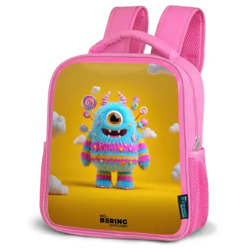 Snoep - Monster - Regenboog Kinderrugzak - Roze middel -schuin