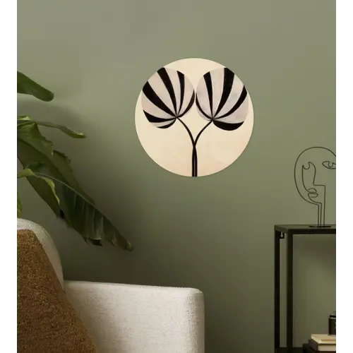Bladeren - Gestreept - Stengel - Beige Wandcirkel behangsticker klein -sfeer2