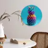 Ananas - Regenboog - Blauw - Popart Wandcirkel kunststof plaat 5mm dik klein -sfeer4