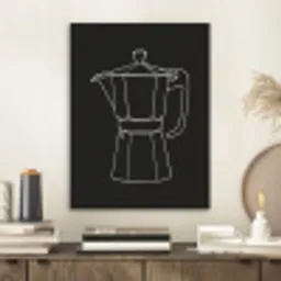Mokkapot - Zwart - Wit - Lijntekening PET vilt klein -sfeer1