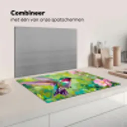 Kolibrie - Bloemen - Natuur - Kleurrijk Inductie beschermer vinyl 3mm klein -wsfeer7_website