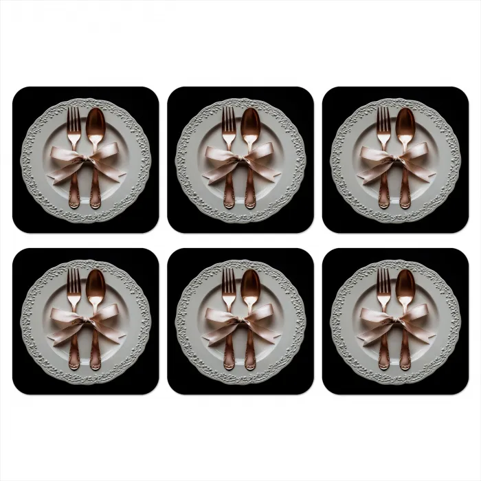 Rose - Strik - Bestek onderzetter kurk middel -3d