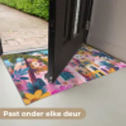 Kleurrijk - Roze - Oranje - Geel - Bloemen Deurmat klein -USP_NL