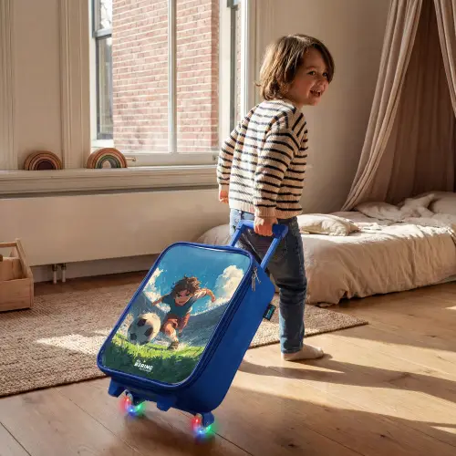Stadion - Voetbal - Jongen Kinderkoffer - Blauw klein -sfeer1