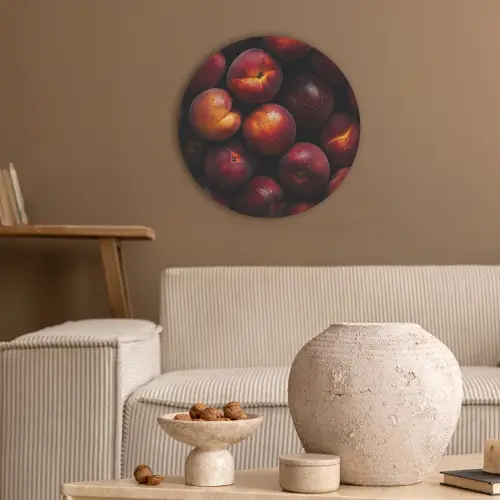 Fruit - Close up - Nectarines Akoestische PET Vilt - Rond klein -sfeer1
